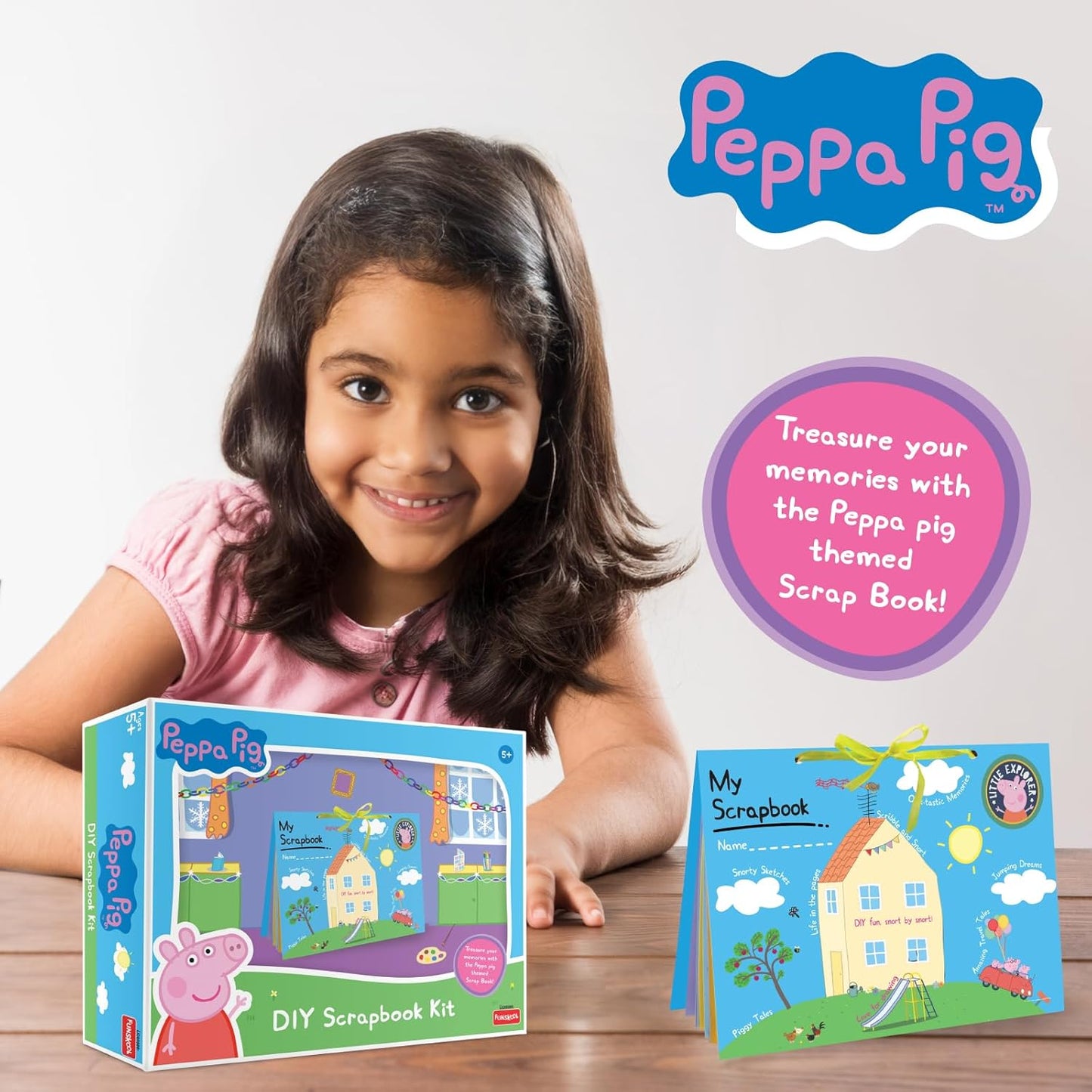 Handycrafts Funskool Peppa Pig DIY Scrapbook Kit, Art and Craft Set for Kid, Encourages Creativity, Learning, Fun & Engaging Activity, Multicolor, Gift Set for Kids, Age 5+ Years