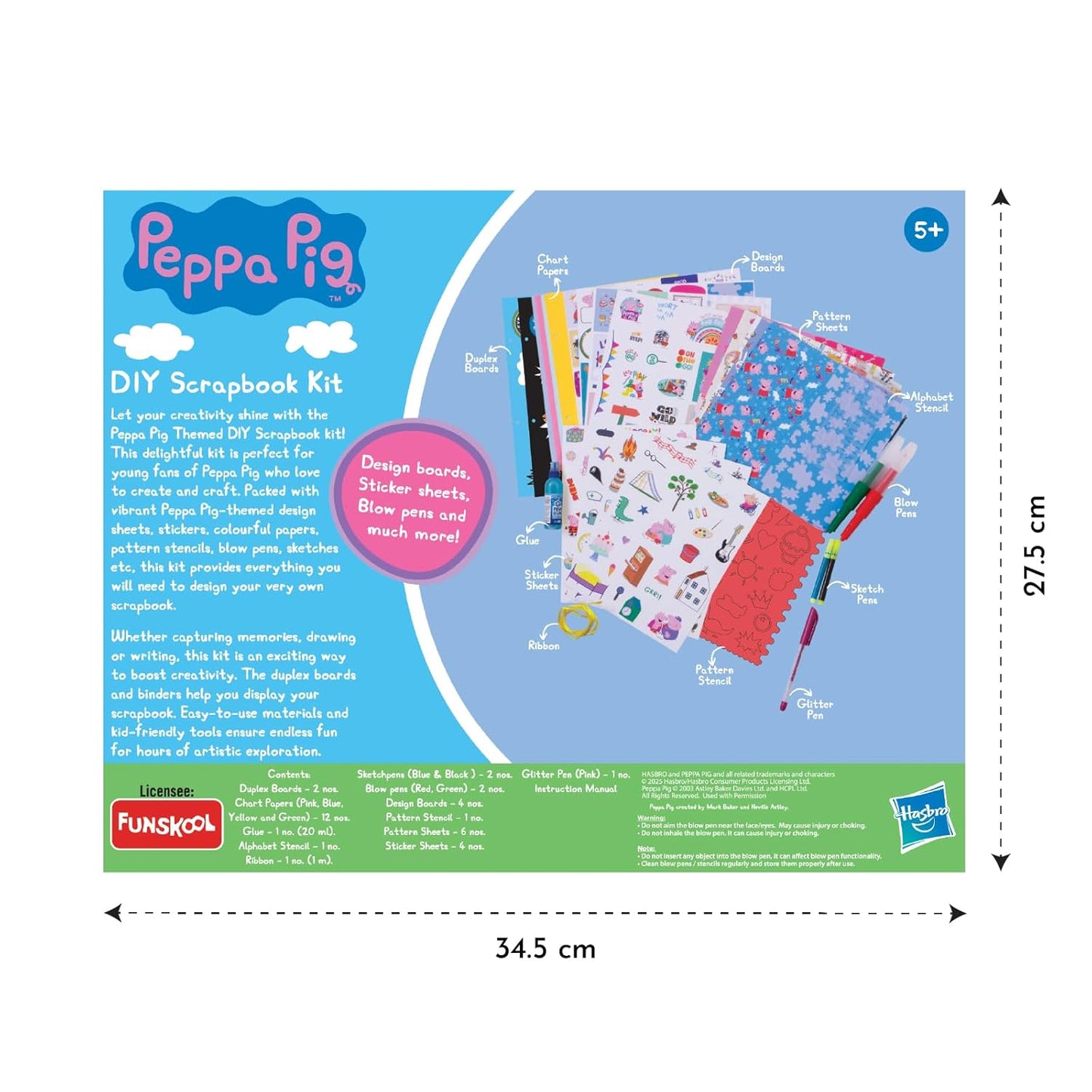 Handycrafts Funskool Peppa Pig DIY Scrapbook Kit, Art and Craft Set for Kid, Encourages Creativity, Learning, Fun & Engaging Activity, Multicolor, Gift Set for Kids, Age 5+ Years