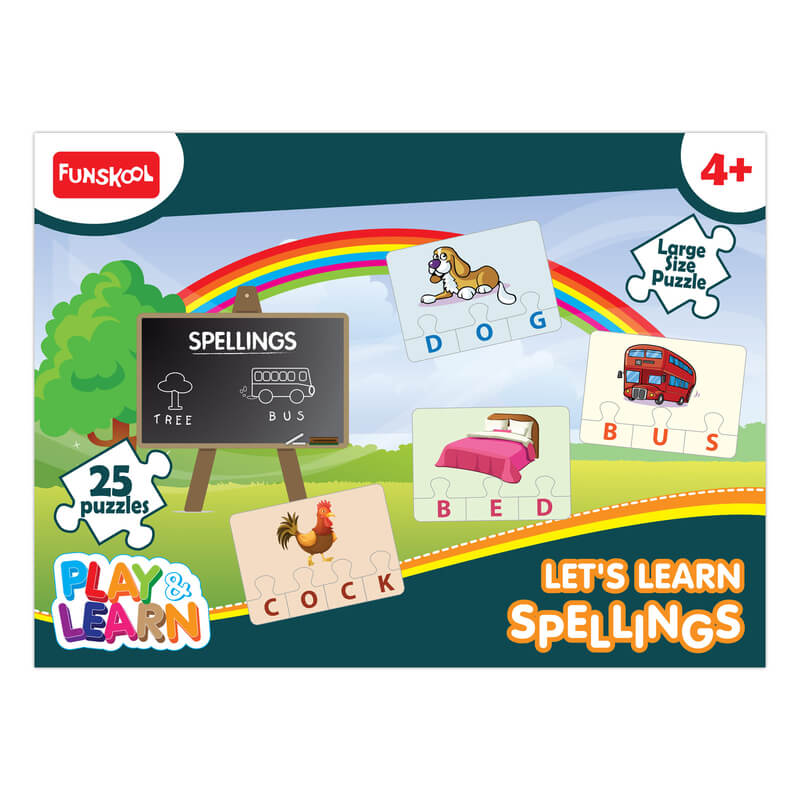 Funskool - Play & Learn-Spellings,Educational,25 Pieces,Puzzle,for 4 Year Old Kids and Above,Toy