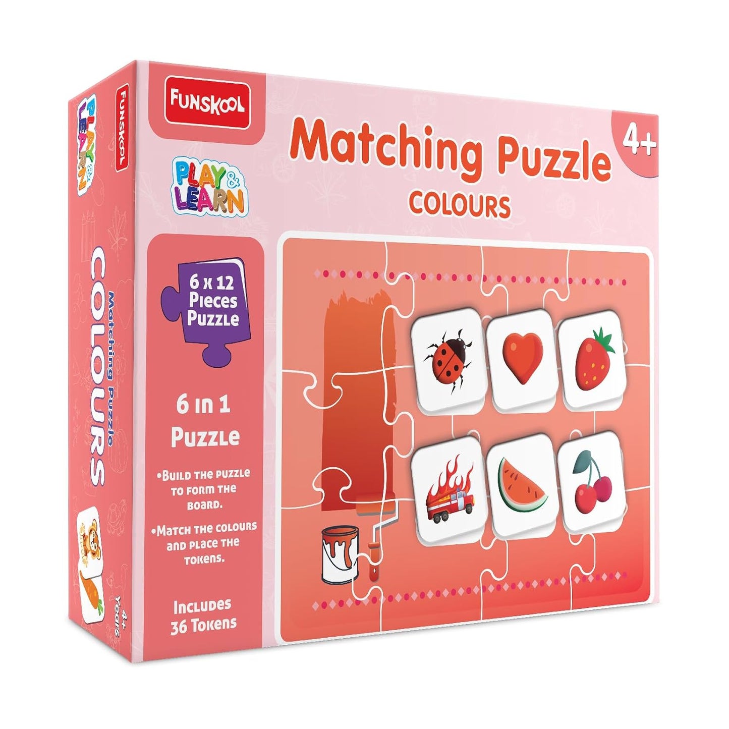 Play & Learn Funskool Colours 6in1 Matching Jigsaw Puzzle Game for Kids, 6x12 Pieces, Educational, Learning & Development, Fun Activity Toy for Childrens, Gift Set for Kid, Age 4+ Years