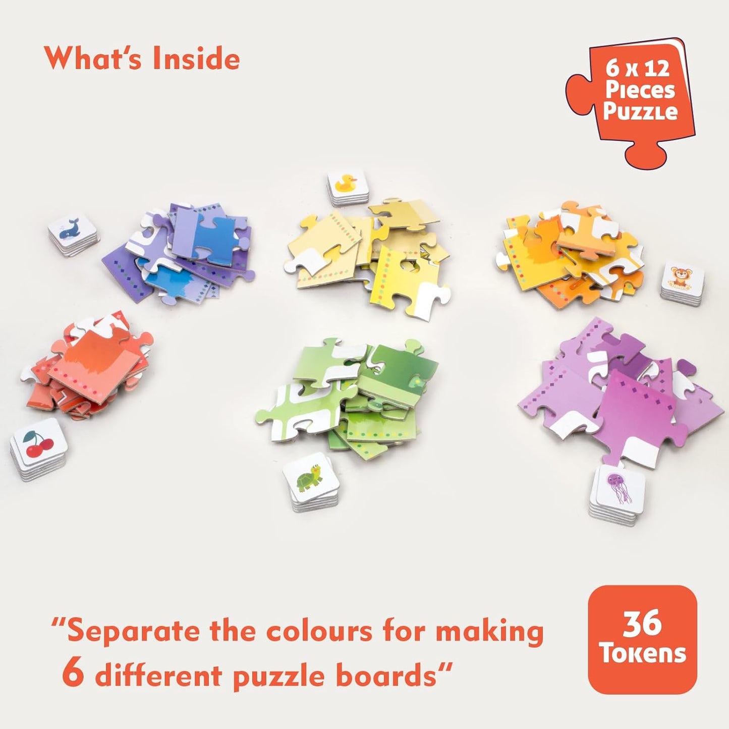 Play & Learn Funskool Colours 6in1 Matching Jigsaw Puzzle Game for Kids, 6x12 Pieces, Educational, Learning & Development, Fun Activity Toy for Childrens, Gift Set for Kid, Age 4+ Years