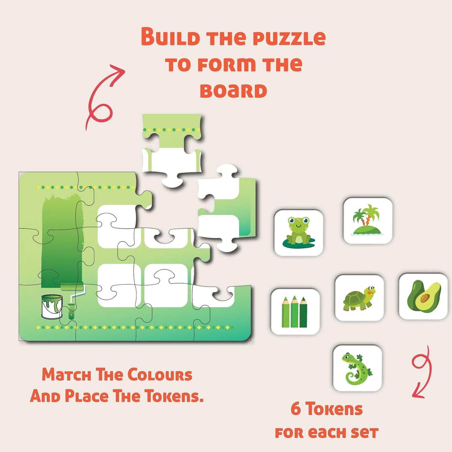 Play & Learn Funskool Colours 6in1 Matching Jigsaw Puzzle Game for Kids, 6x12 Pieces, Educational, Learning & Development, Fun Activity Toy for Childrens, Gift Set for Kid, Age 4+ Years