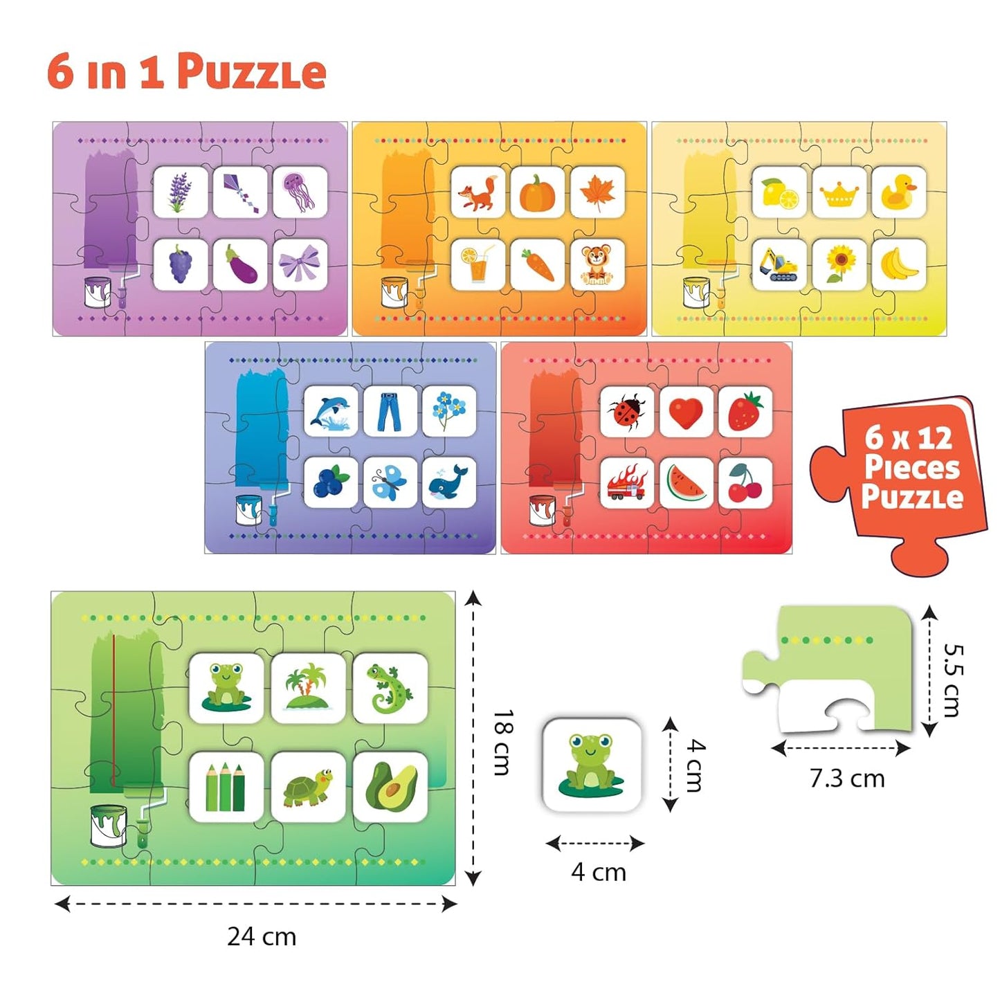 Play & Learn Funskool Colours 6in1 Matching Jigsaw Puzzle Game for Kids, 6x12 Pieces, Educational, Learning & Development, Fun Activity Toy for Childrens, Gift Set for Kid, Age 4+ Years