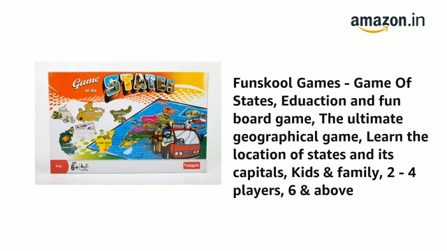 Funskool Games ,Game Of States, Education & Fun Board Game, The Ultimate Geography Game, Kids & Family, 92 Pieces Multicolour, 2 - 4 Players, Ages 6 and Above,