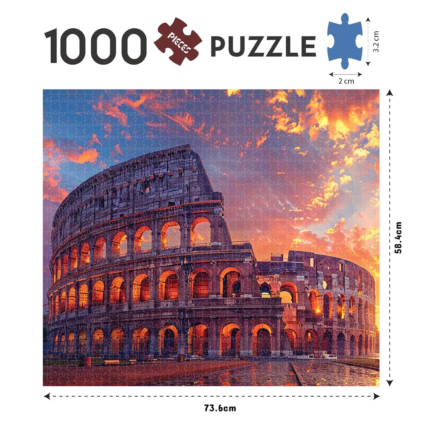 Play & Learn Funskool Colosseum The Glory of Rome, Puzzle Game for Kids, 1000 Pieces, Encourages Learning & Development, Fun Activity, Multicolor, Set for Kid, Age 7+ Years