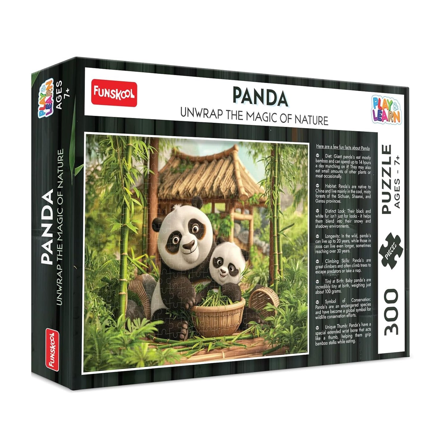 Play & Learn Funskool Panda Puzzle Game for Kids, 300 Pieces, Encourages Learning & Development, Fun Activity for Preschoolers, Multicolor, Set for Kid, Age 7+ Years