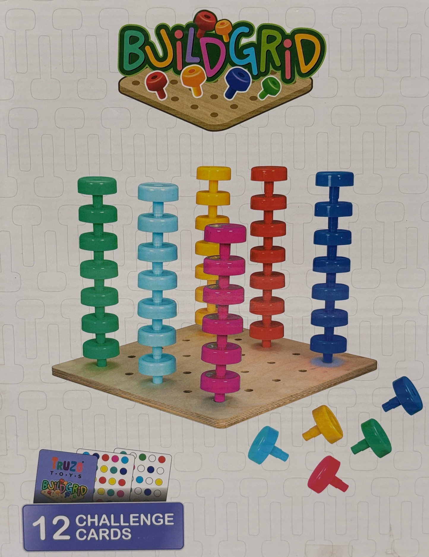 Truzo Buildgrid Peg Stacking Strategy Game for Kids