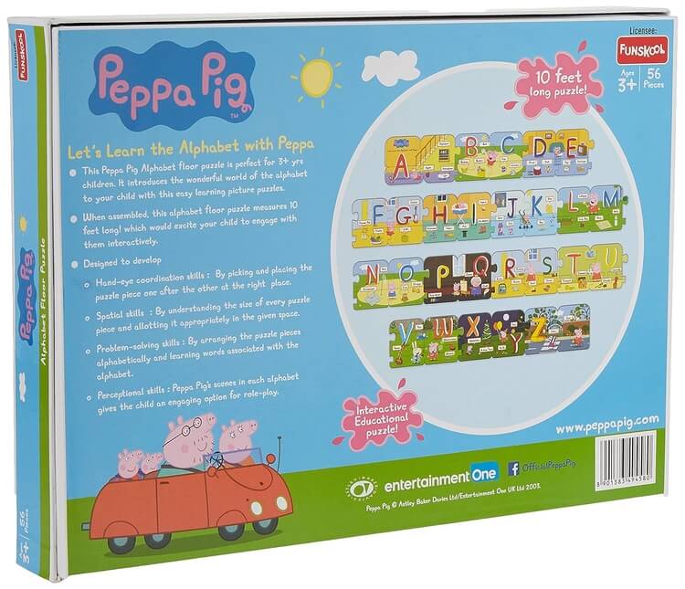 Funskool - Play & Learn-Alphabet,Educational,60 Pieces,Puzzle,for 3 Year Old Kids and Above,Toy