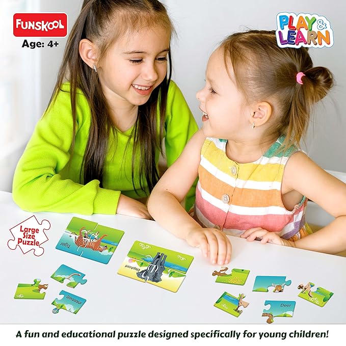 Funskool - Play & Learn-Animals,Educational,16 Pieces,Puzzle,for 3 Year Old Kids and Above,Toy,Multicolor