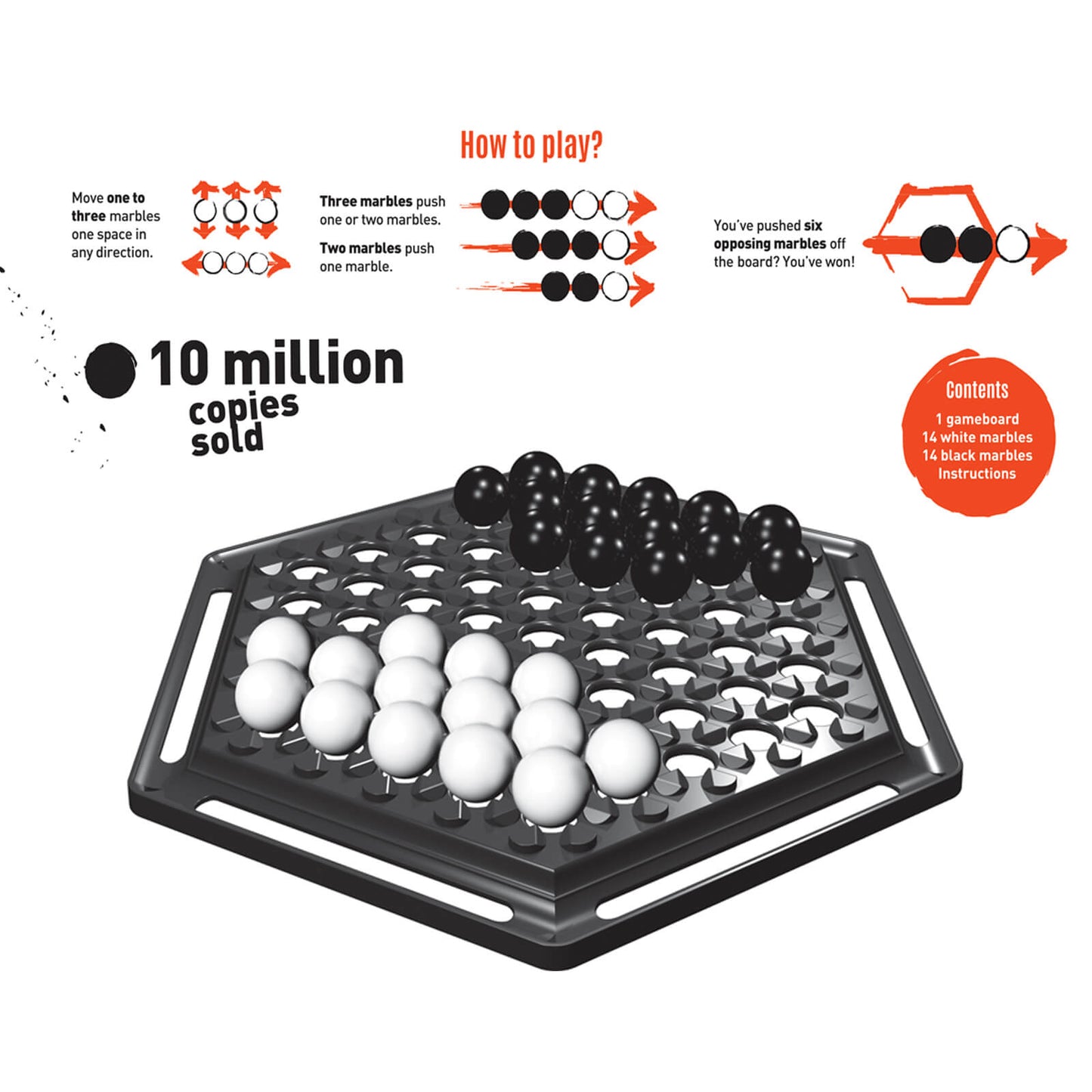 Funskool Abalone, Strategy Game, Board Game for Kids, Adults, Educational, 2 Players, 24 Black & White Marbles, Family Fun, Learning Activity Toy for Childrens, Gift Set for Kid, Ages 7+ Years