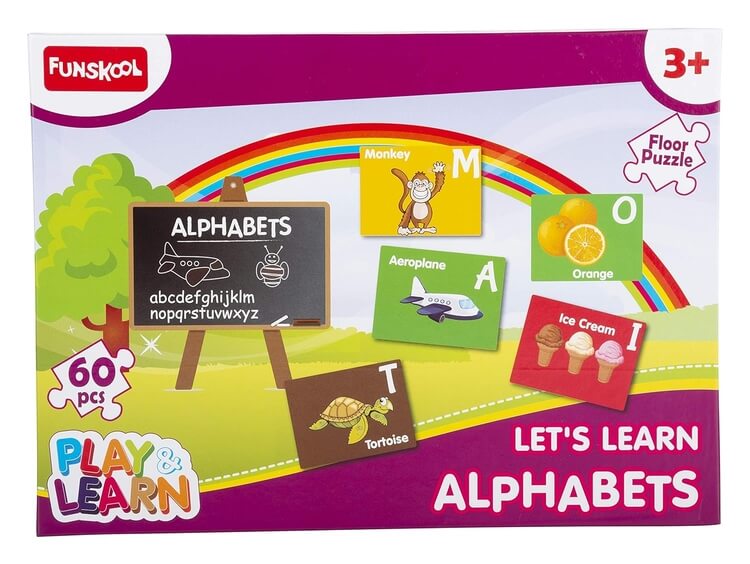 Funskool - Play & Learn-Alphabet,Educational,60 Pieces,Puzzle,for 3 Year Old Kids and Above,Toy