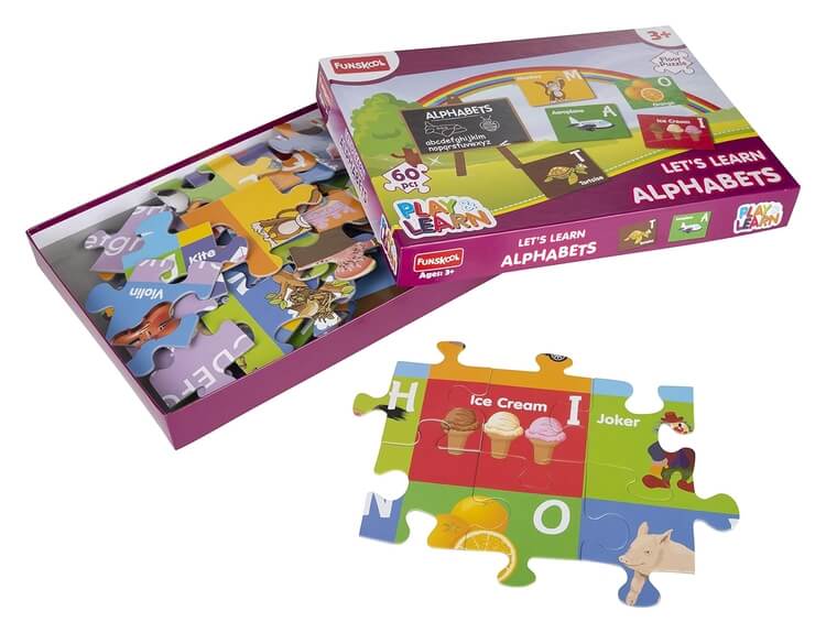 Funskool - Play & Learn-Alphabet,Educational,60 Pieces,Puzzle,for 3 Year Old Kids and Above,Toy