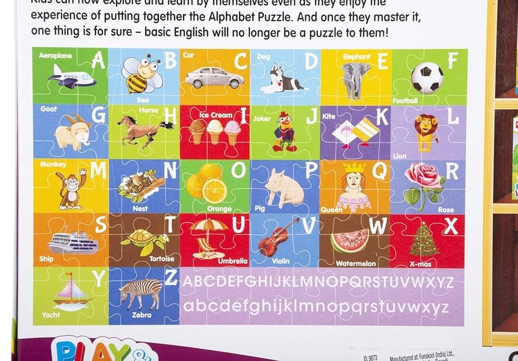 Funskool - Play & Learn-Alphabet,Educational,60 Pieces,Puzzle,for 3 Year Old Kids and Above,Toy