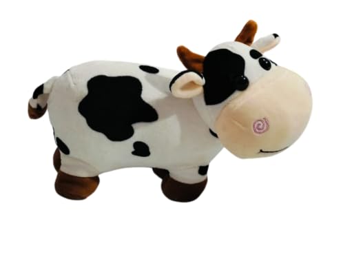 Tinytotem Standing Milky Moo Cow Plush Soft Toy Stuffed Cartoon Pet Kawai Animal Plushie Cattle Toys Doll Birthday Gifts for Friends Kids Girls Decorative Toy White 30cm