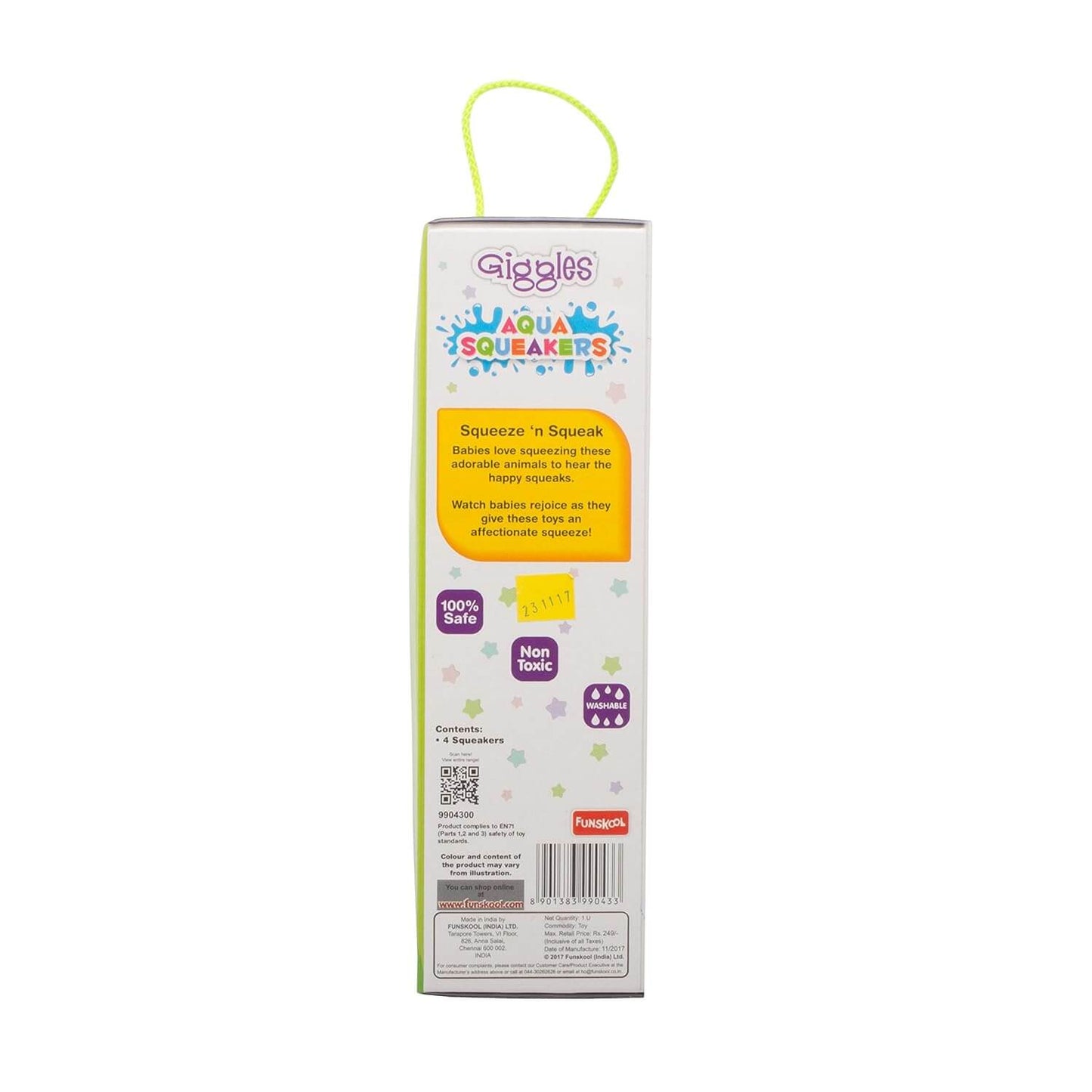 Giggles - Aqua Squeakers (Pack of 2), Multicolour Aqua Squeakers, Stimulates Senses, Natural squeaking Sound, 3 Months and Above, Infant Toys