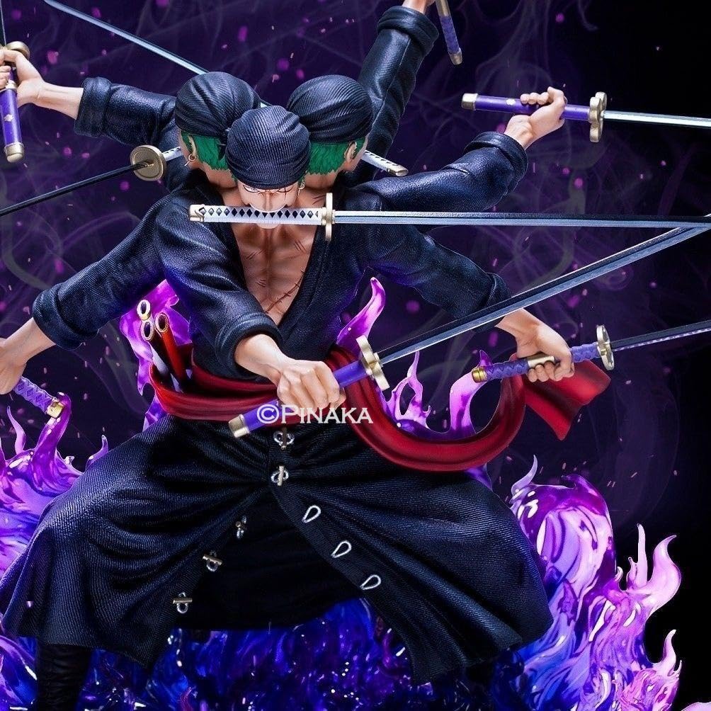 PINAKA One Piece Roronoa Zoro Nine Knives Three Faces Asura Form Action Figure 28 Cms Model Toy PVC Anime Figurine Collectible