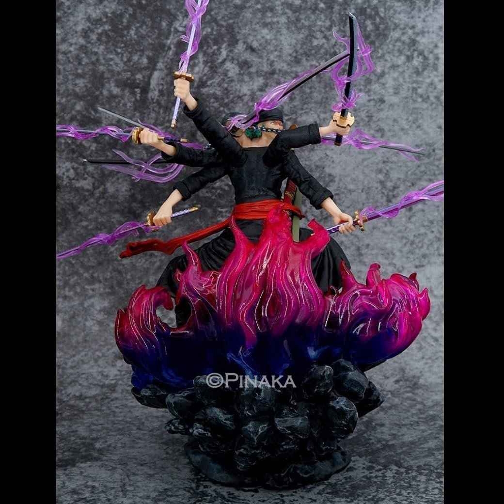 PINAKA One Piece Roronoa Zoro Nine Knives Three Faces Asura Form Action Figure 28 Cms Model Toy PVC Anime Figurine Collectible