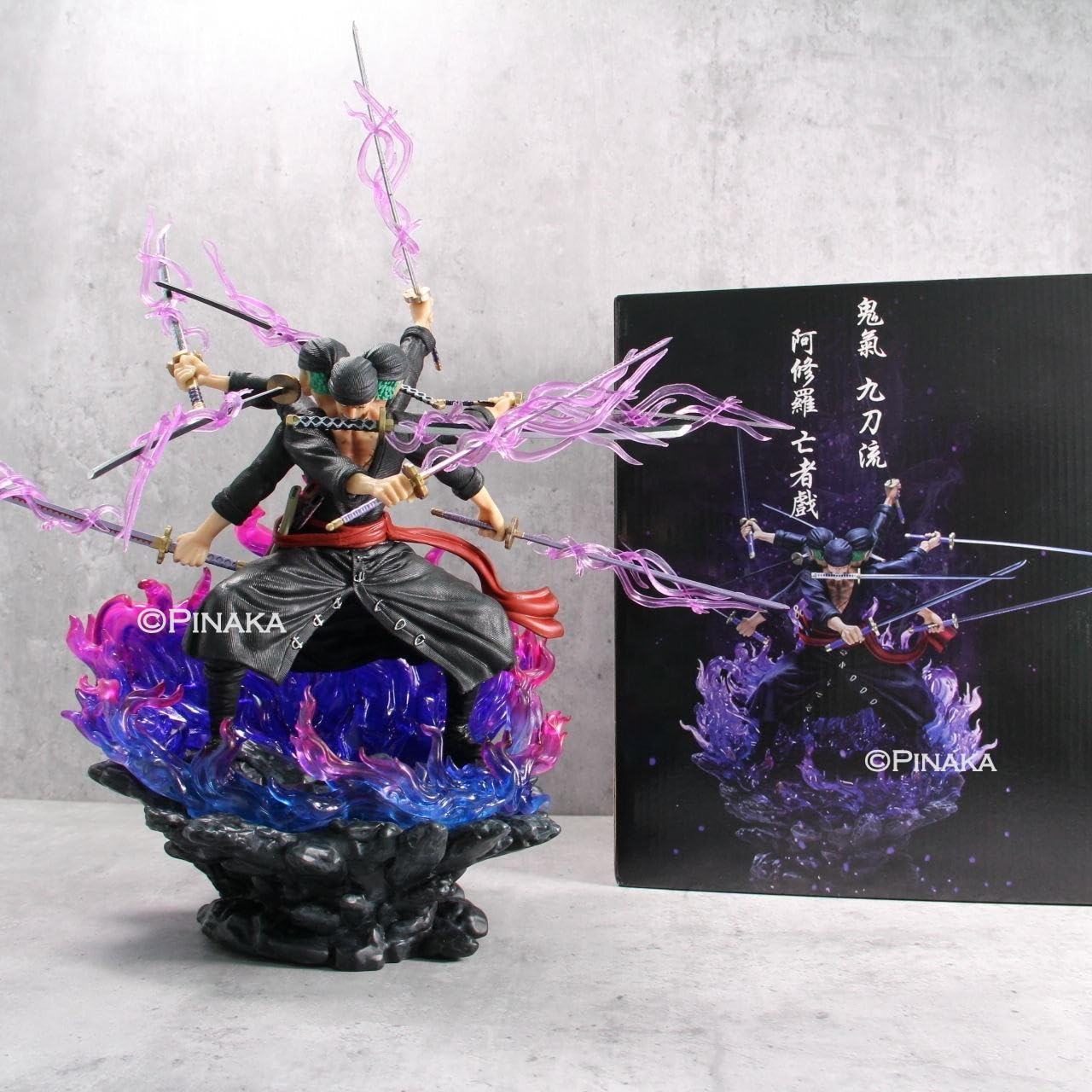 PINAKA One Piece Roronoa Zoro Nine Knives Three Faces Asura Form Action Figure 28 Cms Model Toy PVC Anime Figurine Collectible