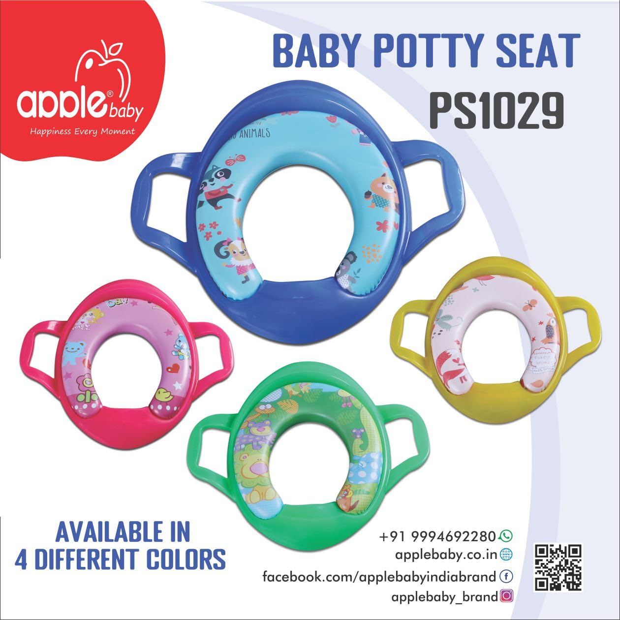 apple baby Cushioned Potty Seat, Toilet Seat With Handle For Kids 0-3 year | PS1029