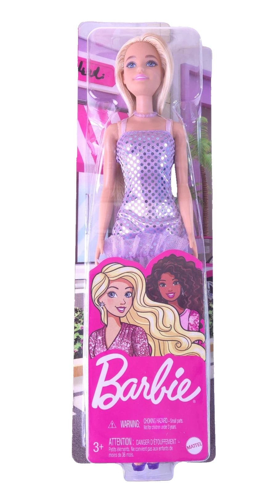 MATTEL Barbie GLITZ DOLL in A Purple Polka Dot Dress