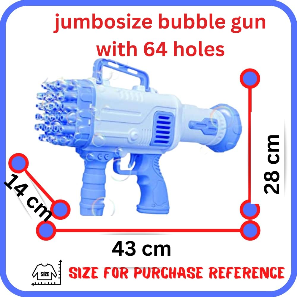 VRION® Gun 64 Holes Bubble Big Size, Maker Bubble Machine 64 Holes Bubble Machine with Bubble Solution, Rocket Boomer Bubble Machine, Bubble Makers for Kids. (Assorted Colur) (Style 2)