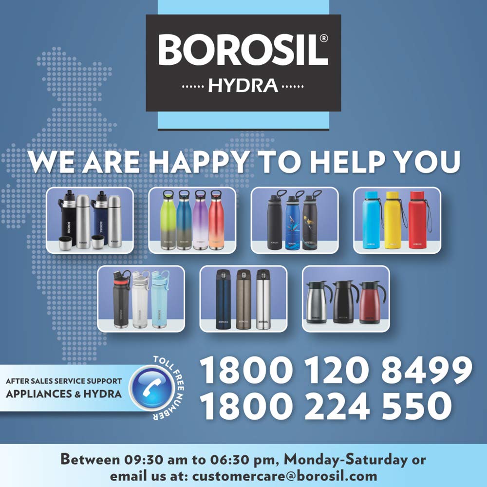 Borosil Hydra Trek 850 ml Stainless Steel Water Bottle | Double Wall Vacuum Insulated Flask, Green | 20 Hours Hot & 24 Hours Cold | Ideal for Personal & Corporate Gifting | 1 Year Warranty