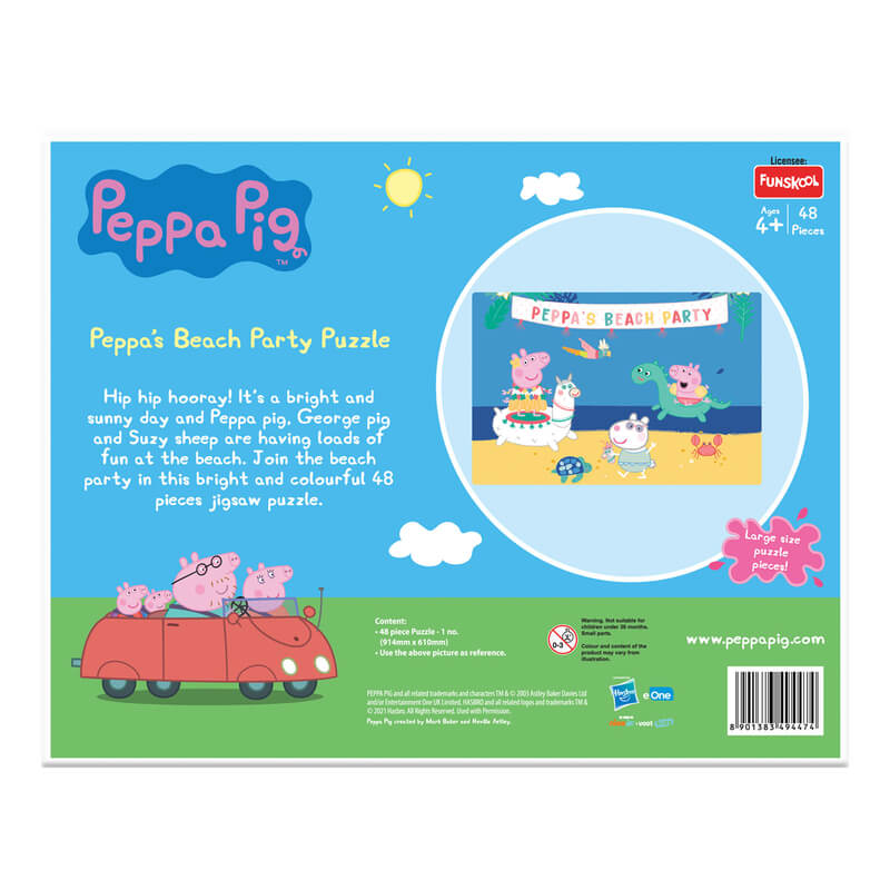 Funskool-Peppas Beach Party,Educational,48 Pieces,Puzzle,for 3 Year Old Kids and Above,Toy, Multicolor