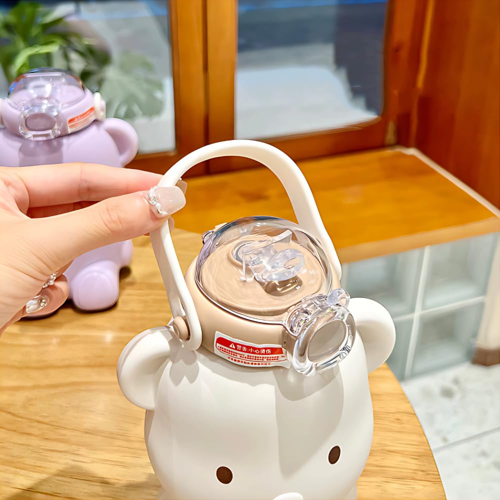 Patre In Stainless Steel, Hot & Cold, Insulated, Leakproof, Sipper Water Bottle with Straw, Sipper for School Kids, Boys and Girls, Travel, Outdoor & Daily Hydration Use. 450ml (White)