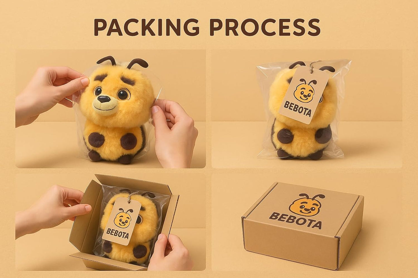 Plush Honey Bee Stuffed Animal Toy, Yellow and Black, Soft and Cuddly