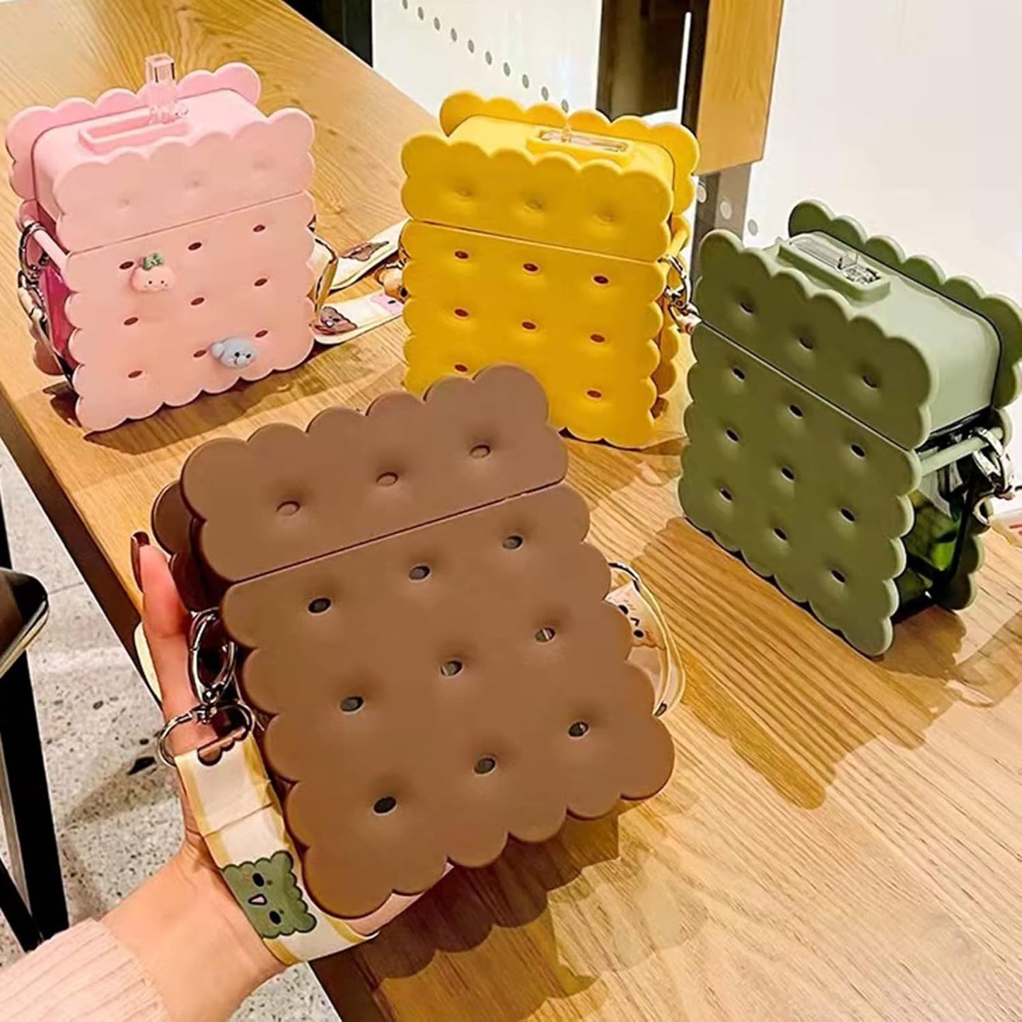 Cookie Shaped Straw Cup - 380ML Water Bottle Leak-proof with Straw PC Biscuit Water Mug Home Decor Yellow 14.5cm x 12.5cm/5.71" x 4.92"