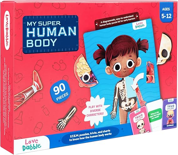 Bloomingo My Super Human Body: 5 Interactive Layers with 90 Magnetic Puzzle Pieces to Learn About The Human Skeleton Muscles & Organs | STEM Educational Science Toy Best Birthday Gift for Kids Age 5+