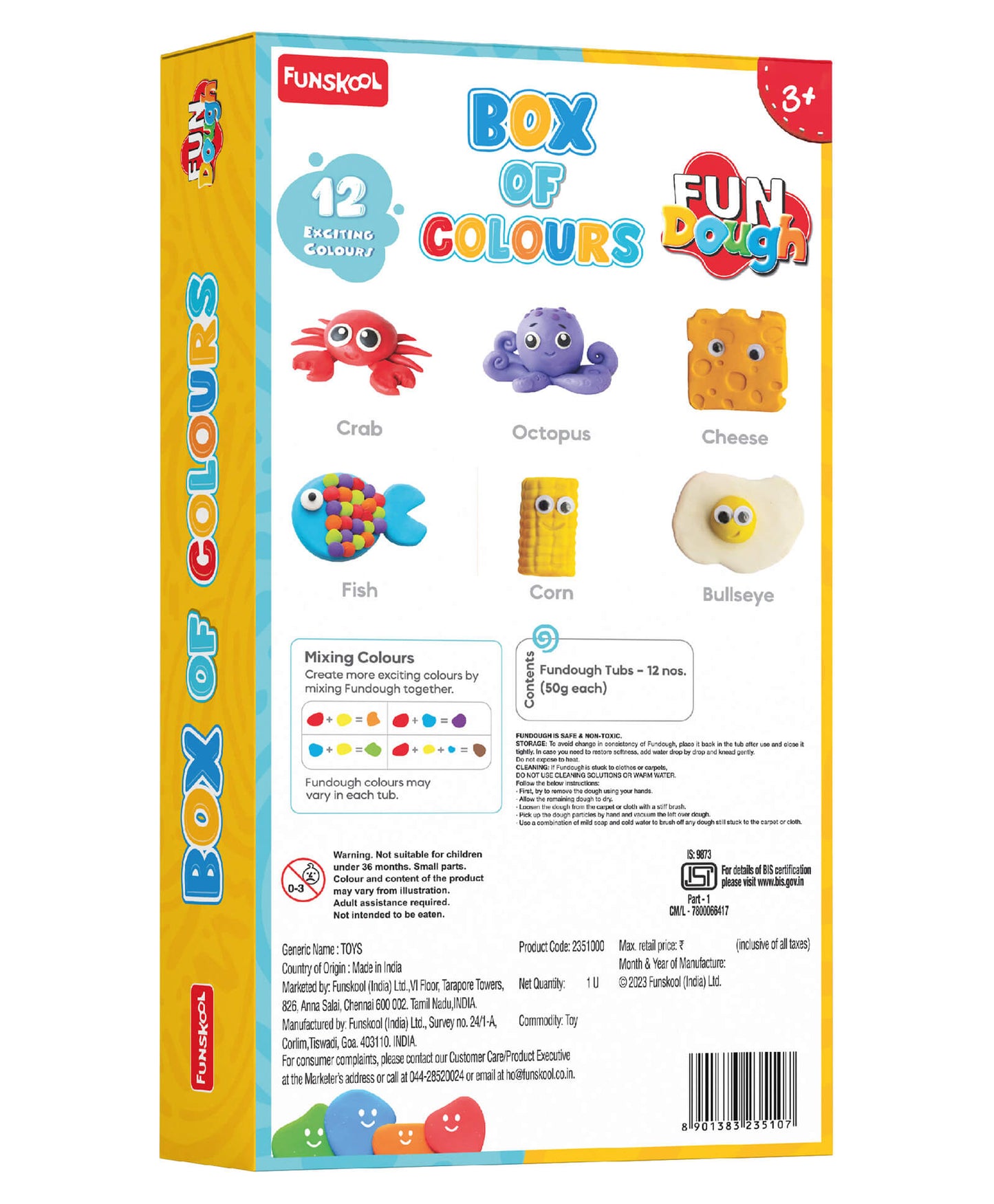 Funskool-Fundough Compound Box of Colours, 600gms, (12×50 GMS) Multicolour, Dough, Toy, Shaping, Sculpting, 3 Years