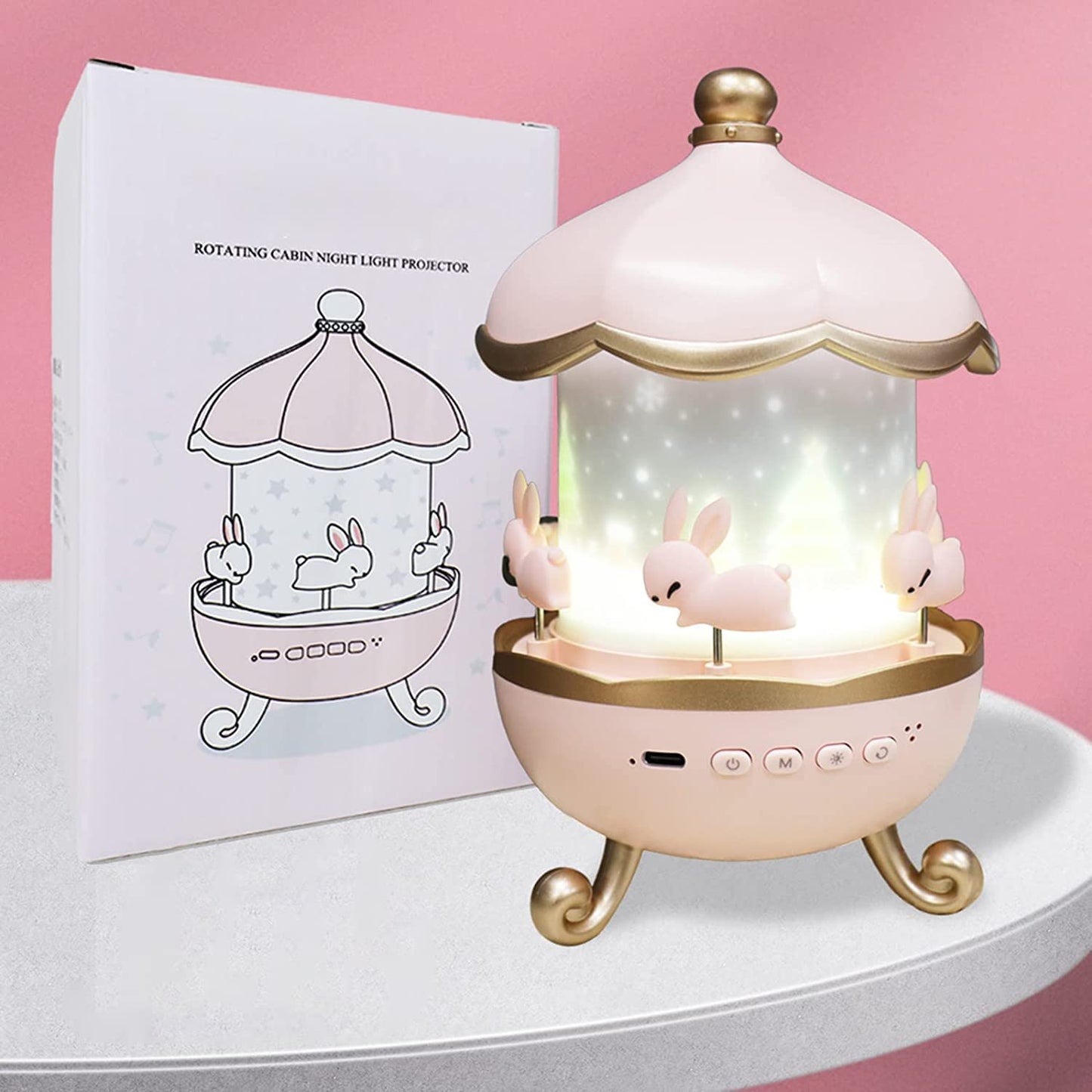 Glaceon Night Lights for Kids Room,Rabbits 6 Film,Baby Night Light Projector,USB Cable,360 Rotating Kids Night Light for Bedroom,5 Colours,Star Baby Projector Light,5 Film Girls Night Light