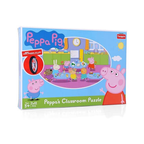 Funskool-Peppa Pig Classroom 2In1,Educational,2x12 Pieces,Puzzle,for 3 Year Old Kids and Above,Toy