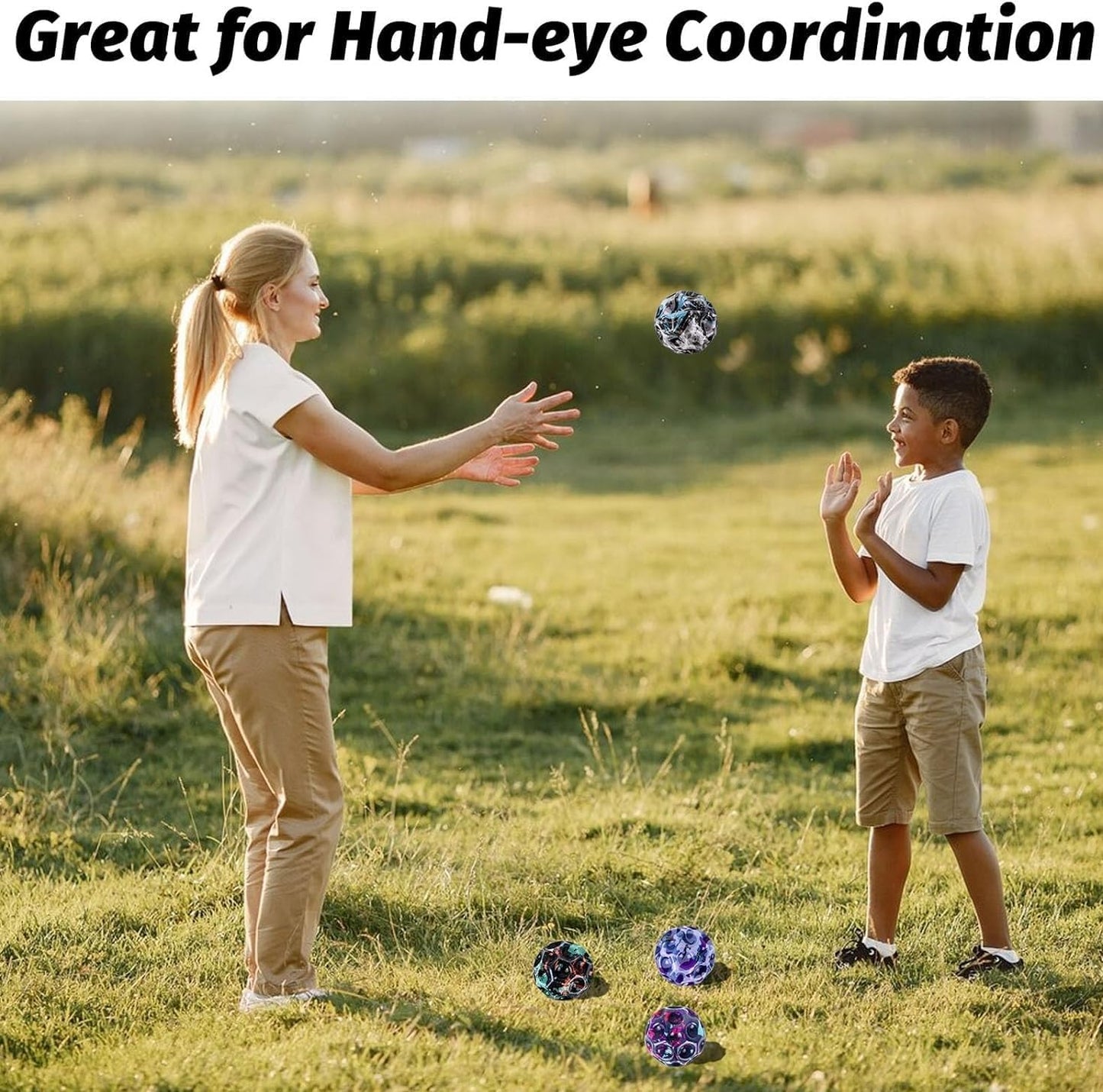 IMKR Original Moon Ball Bouncing Moon Balls for Kids with Soft Rubber, for Children (2- Multicolor Mood Ball)
