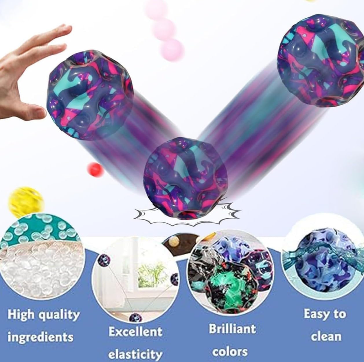 IMKR Original Moon Ball Bouncing Moon Balls for Kids with Soft Rubber, for Children (2- Multicolor Mood Ball)