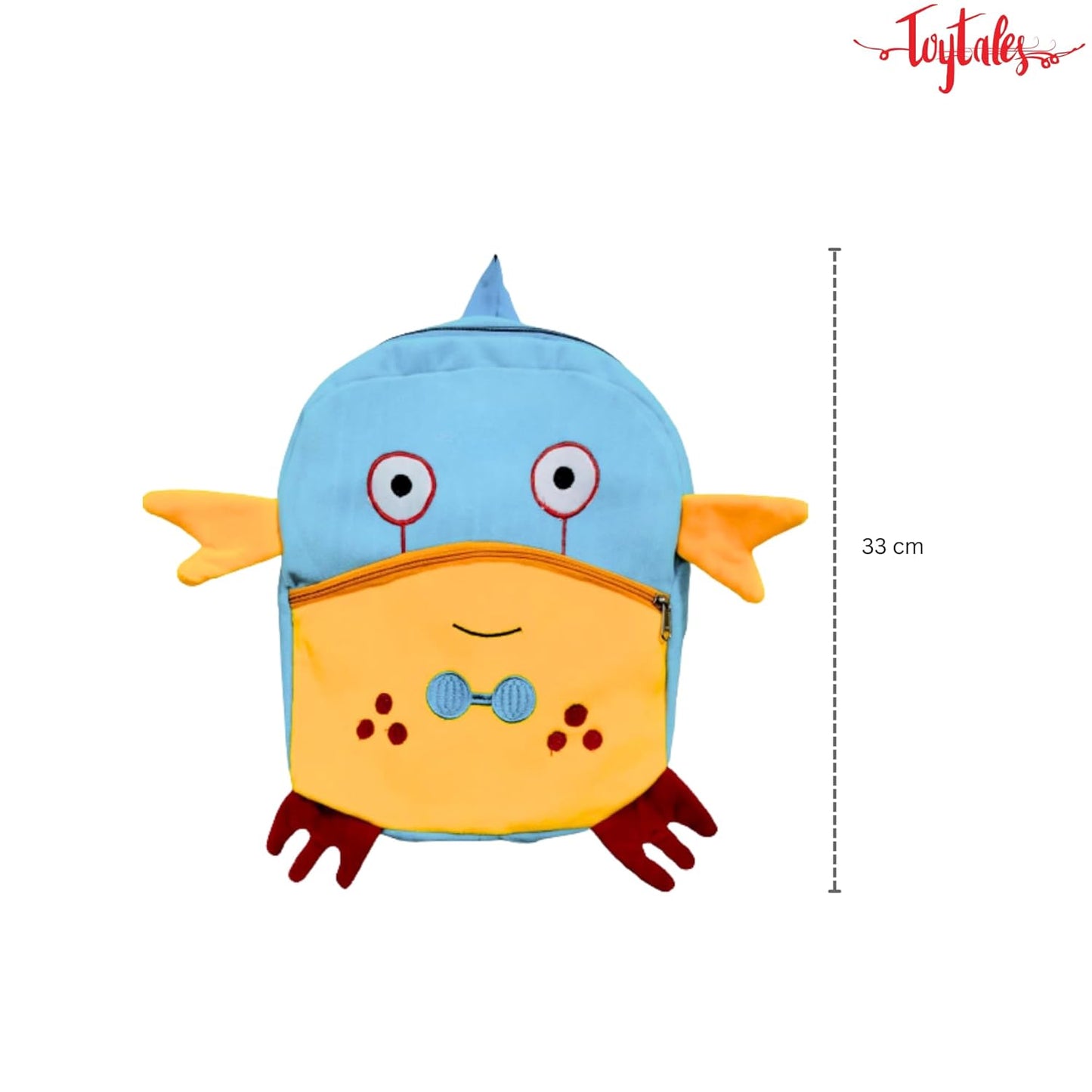 TOYTALES Cute Crabby Kids Backpack | Super Soft Plush Cartoon Animal Bag for Nursery & Preschool | Travel School Bag for Baby Girl, Boy & Toddlers (2-5 Years)
