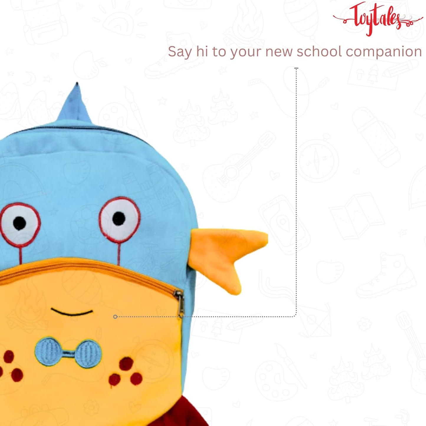TOYTALES Cute Crabby Kids Backpack | Super Soft Plush Cartoon Animal Bag for Nursery & Preschool | Travel School Bag for Baby Girl, Boy & Toddlers (2-5 Years)