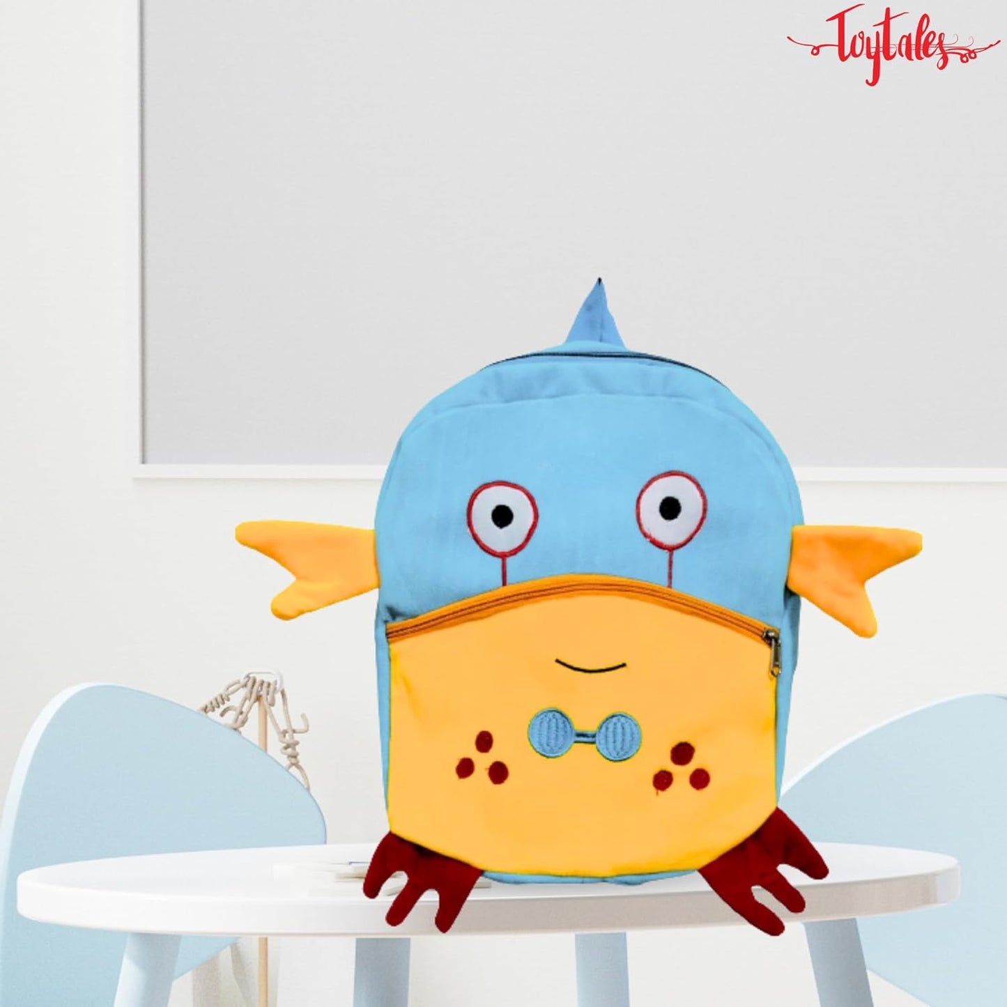 TOYTALES Cute Crabby Kids Backpack | Super Soft Plush Cartoon Animal Bag for Nursery & Preschool | Travel School Bag for Baby Girl, Boy & Toddlers (2-5 Years)