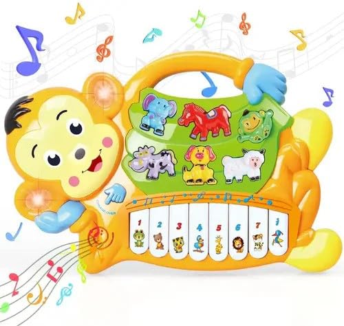 Jack Royal Monkey Piano Music Toy with Light & Music Early Learning Fun Educational Baby Keyboard Piano for Infant Kid Boys & Girls Toddlers