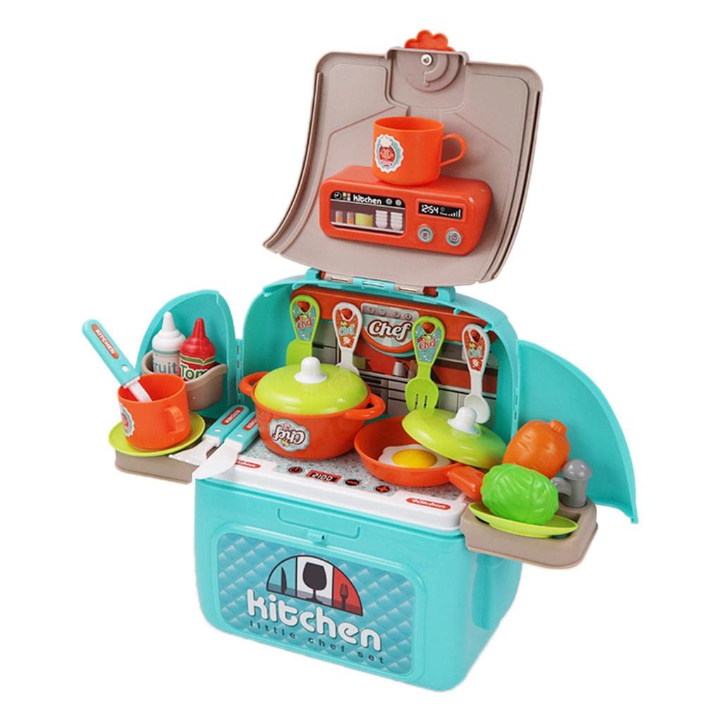 UJEAVETTE Creative Pretend Play Backpack Educational Toy Kids School Party Favors Blue Kitchen