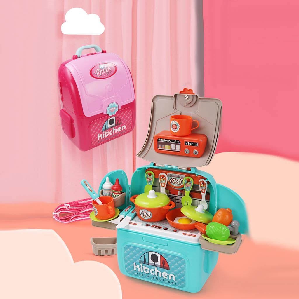 UJEAVETTE Creative Pretend Play Backpack Educational Toy Kids School Party Favors Blue Kitchen
