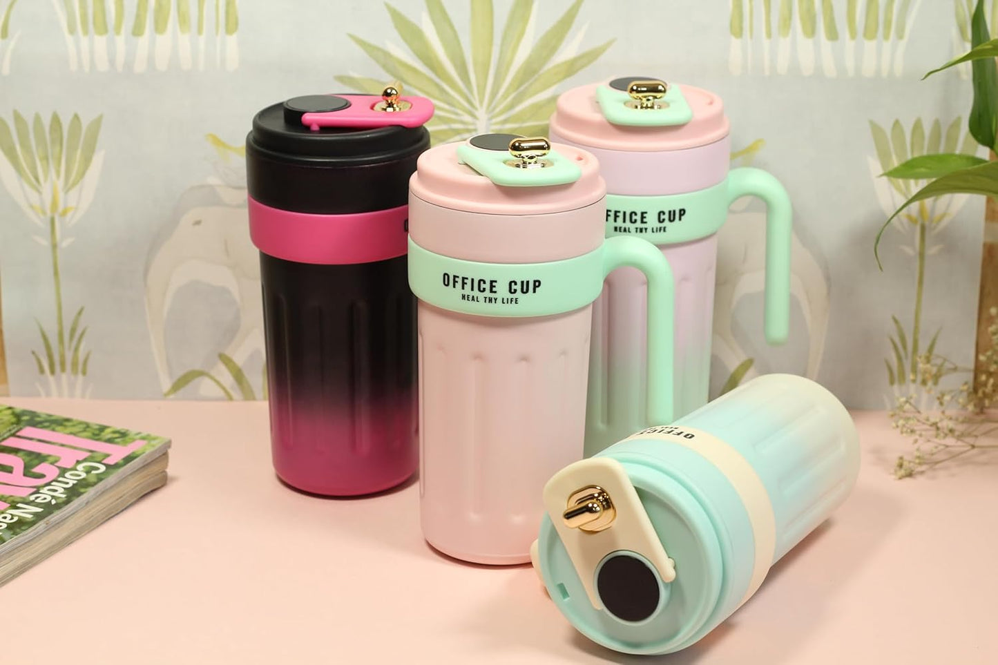 Office Cup Meal Thy Life Tumblers, Set of 4, Assorted Colours