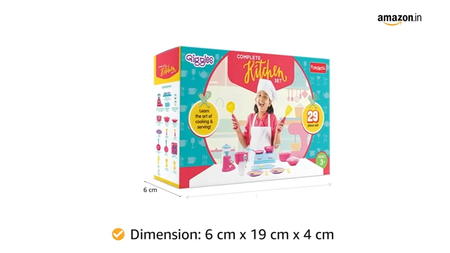 Giggles Funskool Complete Kithcen Playset, Realistic Pretend Cooking Toy for Kids, Encourages Learning & Development, Fun Activity for Babies, Gift Set for Girls, Age 3+ Years