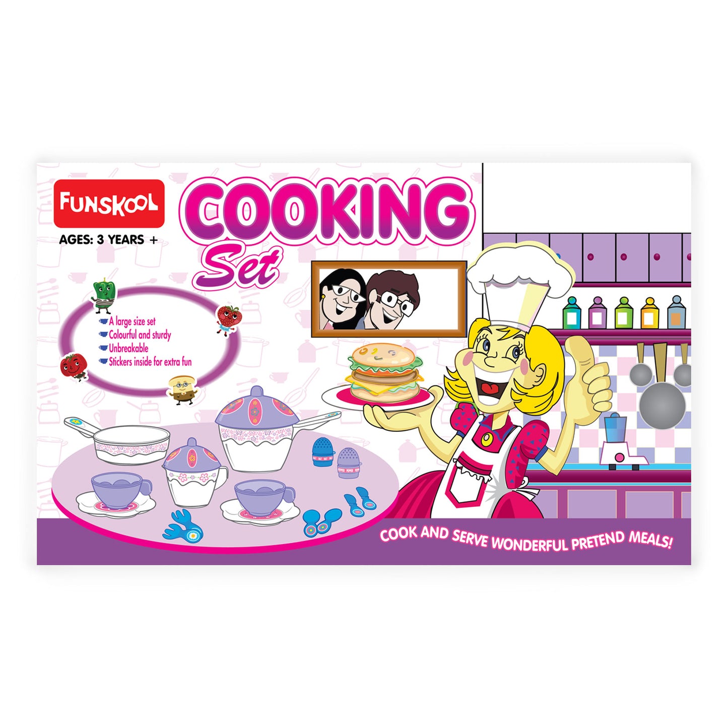 Giggles Funskool - Cooking Set, Colourful Pretend And Play Cooking Set, Language And Social Skills,Role Play, 3 Years & Above, Preschool Toys
