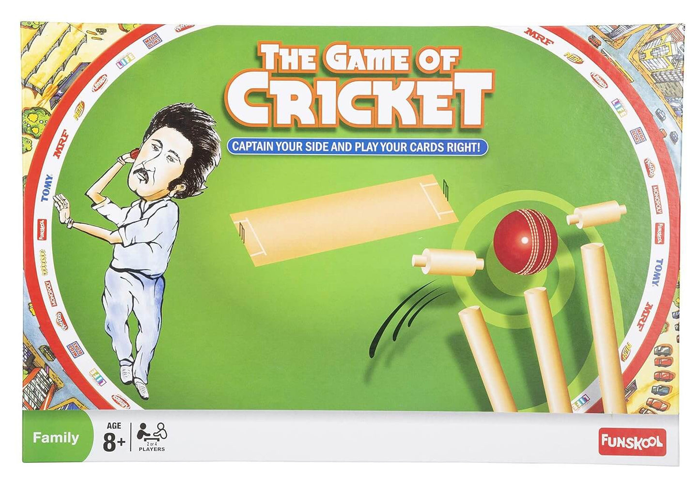 Funskool Games - Game Of Cricket, Sport board Game, Cricket game for kids and family, 2 - 4 players, 8 & above Color as per stock,27 pieces,120 cards