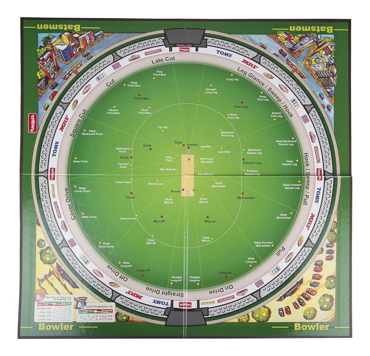 Funskool Games - Game Of Cricket, Sport board Game, Cricket game for kids and family, 2 - 4 players, 8 & above Color as per stock,27 pieces,120 cards