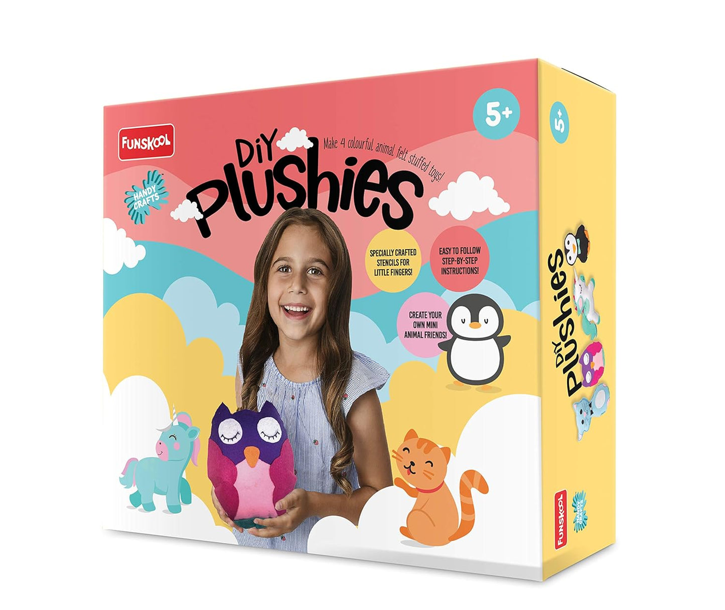 Handycrafts Funskool Diy Plushies , Soft Toy Maker, Make Your Own Stuffed Animal , Art And Craft Kit, Diy Kit, Ages 5 And Above, Multicolour