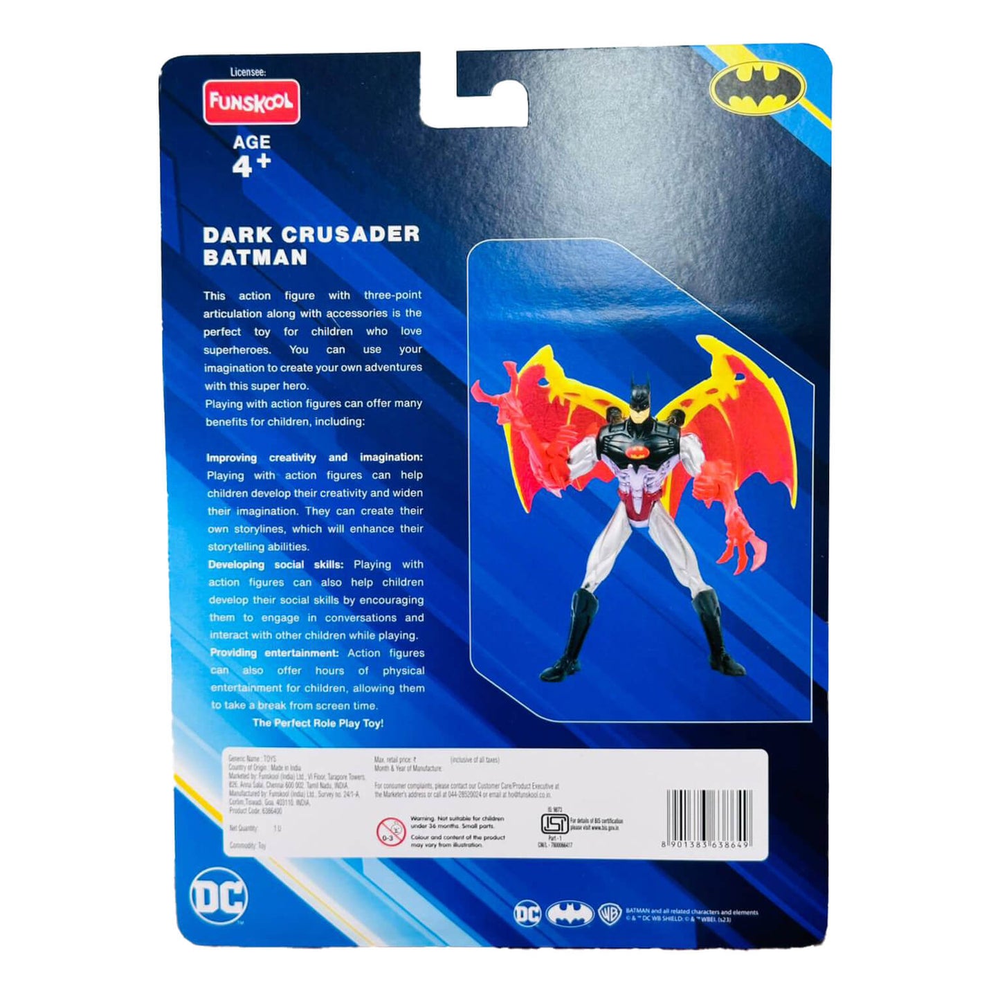 Funskool-Dark Crusander Batman,Classic Action Figures with Articulation,6 inches,Collectible,for 4 Year Old Kids and Above,Toy