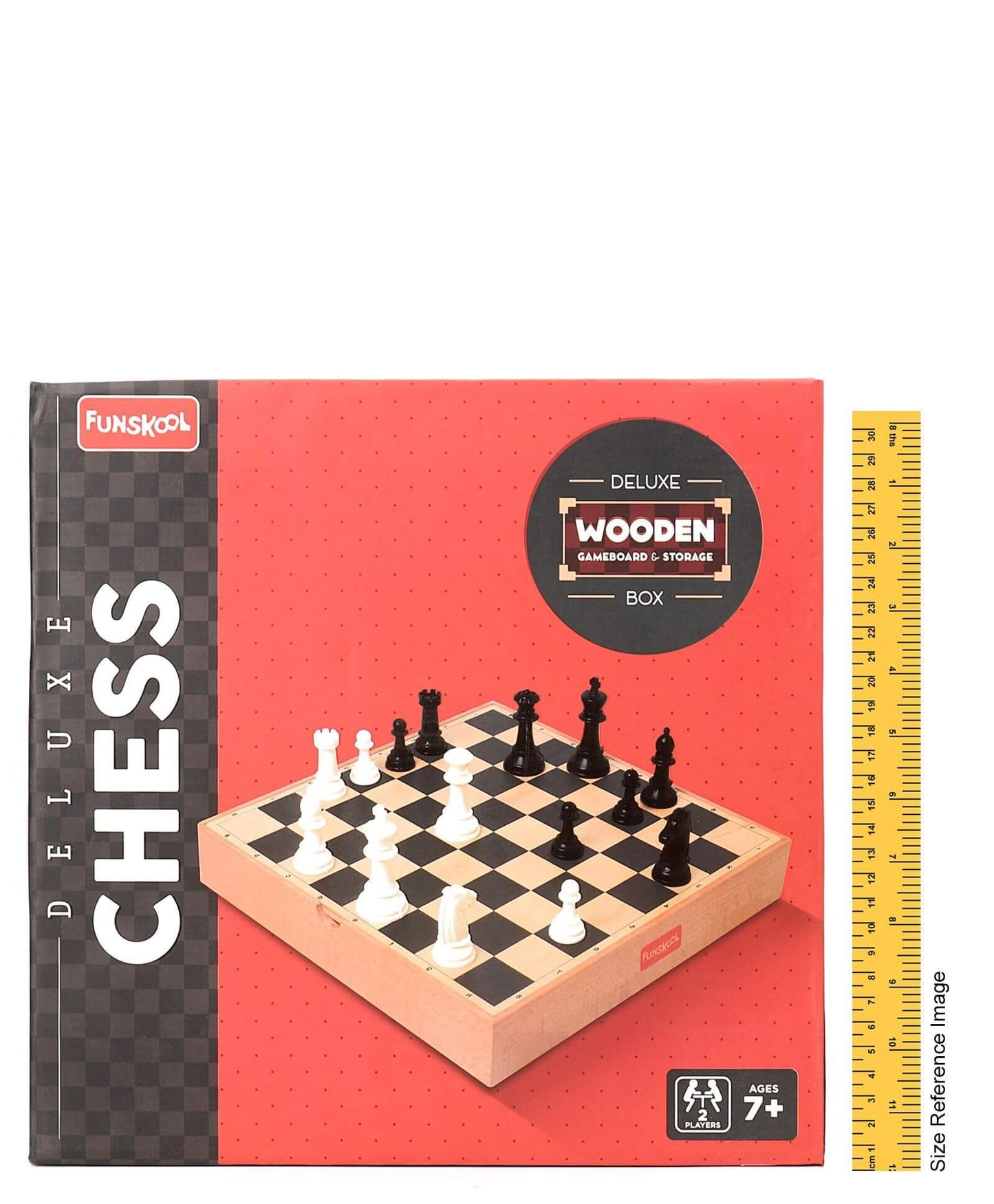 Funskool Games, Deluxe Chess, Wooden Set, War & Strategy, Family Games, Strategy Board Games, Toys for Kids, Wooden Board with Storage Box, Adults & Family, 2 Players, Ages 7 and Above, Multicolour